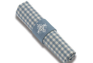 Auberge check napkin and ring set blue - Walton & Co 
