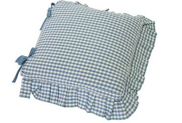Auberge cushion cover frill & ties blue - Walton & Co 