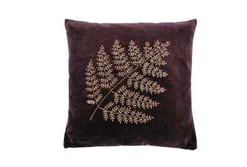 Velvet bronze fern cushion aubergine - Walton & Co 