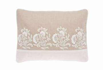 Heritage linen embroidered rectangular cushion - Walton & Co 