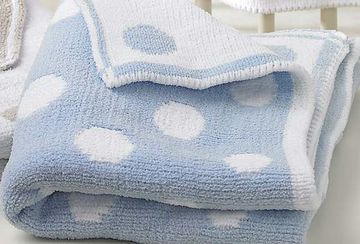 Knitted softee blanket blue spot - Walton & Co 