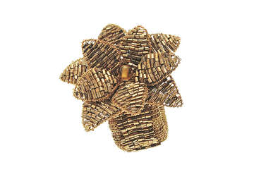 Poinsettia napkin ring antique gold (set of 4) - Walton & Co 