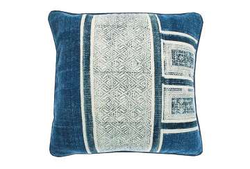 Stone wash blue square cushion - Walton & Co 