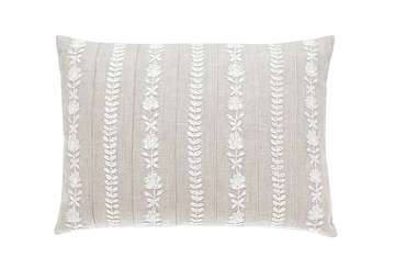 Heritage embroidered rectangular cushion french grey - Walton & Co 