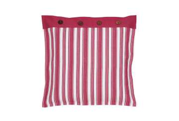 Twill stripe cushion with buttons raspberry - Walton & Co 