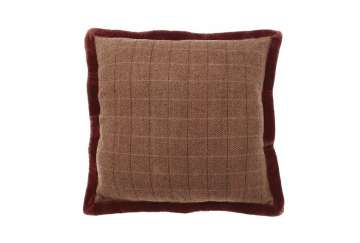 Tweed rust cushion with velvet - Walton & Co 