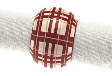 Tartan napkin ring red/white (set of 4) - Walton & Co 