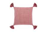 Bell check scatter cushion with chunky tassels