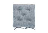 Chambray seat pad with ties flint blue