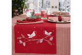 Embroidered robin runner red