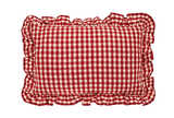 Gingham ruffle rectangular cushion red