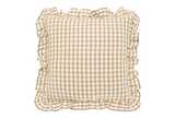 Gingham ruffle square cushion natural