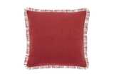 Dhurrie fringe cushion earth red