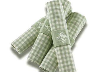 Auberge check napkin and ring set duck egg - Walton & Co 