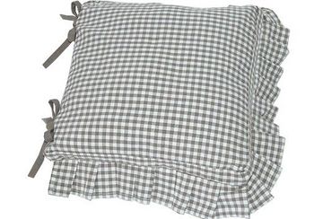 Auberge cushion cover frill & ties cobble - Walton & Co 