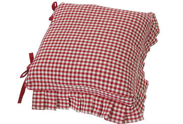 Auberge cushion cover frill & ties red - Walton & Co 