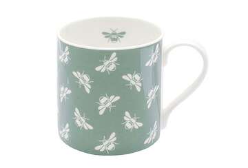 Bee fine bone china mug white repeat bees on moss - Walton & Co 
