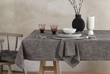 Chambray tablecloth iron grey (130x280cm) - Walton & Co 