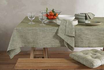 Chambray tablecloth olive (130x280cm) - Walton & Co 