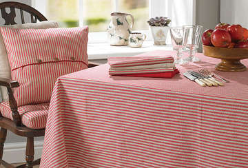 County ticking tablecloth dorset red (150x280cm) - Walton & Co 