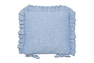 County ticking frilled cushion cover blue - Walton & Co 