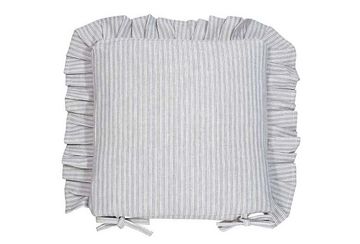 County ticking frilled cushion cover suffolk grey - Walton & Co 