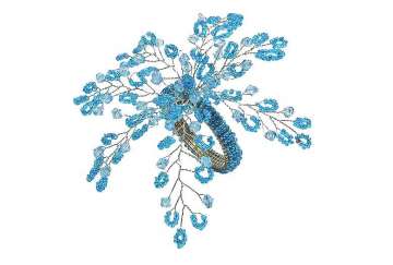 Floral spray napkin ring pale blue (set of 4) - Walton & Co 