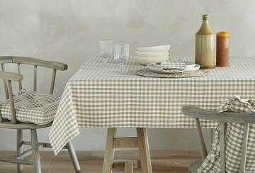 Gingham tablecloth natural (130x230cm) - Walton & Co 