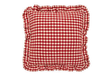Gingham ruffle square cushion red - Walton & Co 