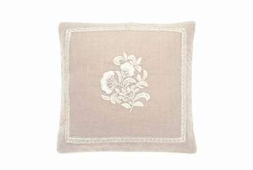 Heritage linen embroidered square cushion - Walton & Co 