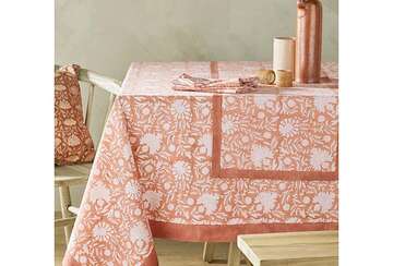 Elise handblock print tablecloth plaster (150x225cm) - Walton & Co 