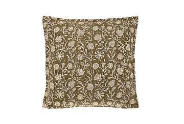 Martta handblock print cushion olive - Walton & Co 