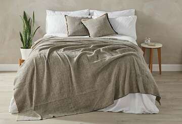 Linen and cotton bed throw charcoal (220x240cm) - Walton & Co 