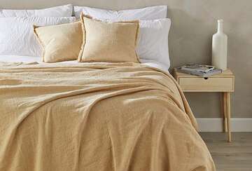 Linen and cotton bed throw natural (220x240cm) - Walton & Co 