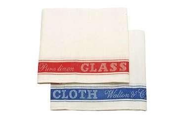 Linen glass cloth asstd blue/red (set of 2) - Walton & Co 