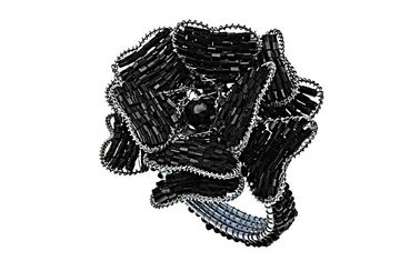 Petal napkin ring black/silver (set of 4) - Walton & Co 