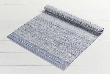 Diamond weave stripe rug blue - Walton & Co 