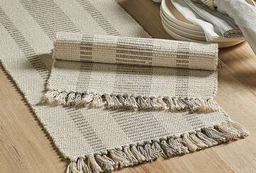 Recycled cotton stripe runner taupe - Walton & Co 