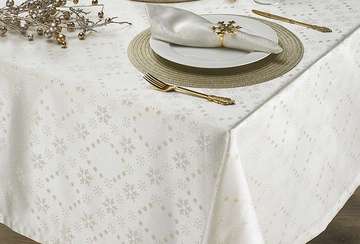Snowflake sparkle tablecloth gold (140x280cm) - Walton & Co 