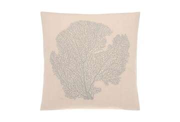 Embroidered coral cushion smoke blue - Walton & Co 