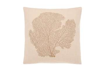 Embroidered coral cushion natural - Walton & Co 