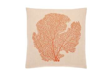 Embroidered coral cushion terracotta - Walton & Co 