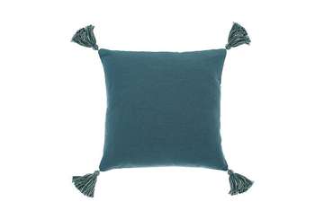 Scatter cushion with chunky tassels slate blue - Walton & Co 