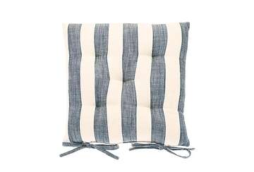 Wide stripe seat pad with ties flint blue - Walton & Co 