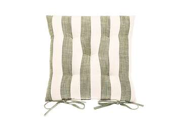 Wide stripe seat pad with ties olive - Walton & Co 