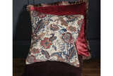 Bijou fringed velvet cushion damson with slate