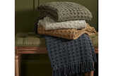 Waffle cotton throw storm blue