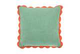 Mia scalloped edge cushion turquoise