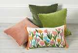 Embroidered tulip cushion
