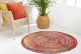 Circular braided chindi and jute rug